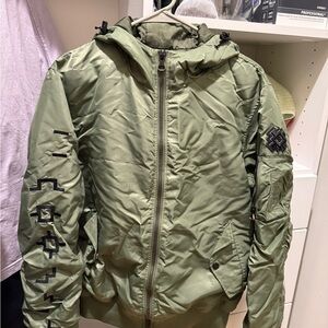 Men's Green Bomber Jacket-80% white duck down